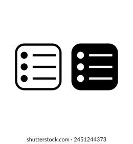 White and Black set combination of board, text, checklist, document, information icon design vector symbol illustration with round square cube.