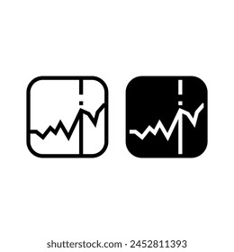 White and Black set combination of graph, trading, stock market, cardio, bullish,  icon design vector symbol illustration with round square cube.