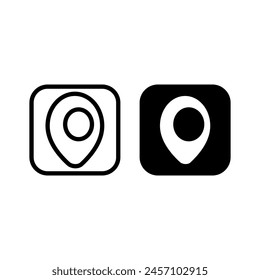Weiß und Schwarz Set Kombination aus Lage, GPS, Ei, App Icon Design Vektorgrafik Symbol Illustration mit rundem quadratischen Würfel.