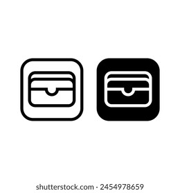 White and Black set combination of wallet, folder, account icon design vector symbol illustration with round square cube.