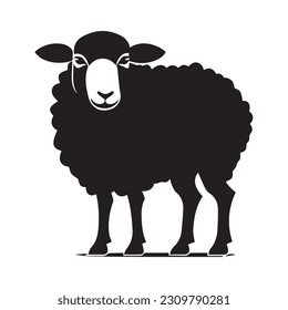 white and black sheep animals  icon vector