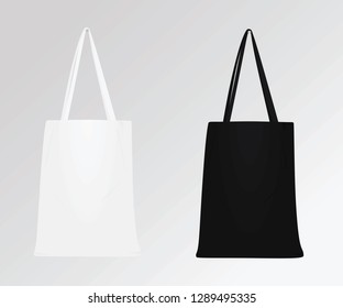 White and black shopping bag. vector illustration