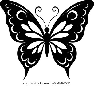White and Black Silhouette of Butterfly in vector format
