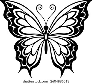 White and Black Silhouette of Butterfly in vector format