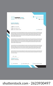 White Black And Sky Blue  Color Modern Professional Company Letterhead Design 