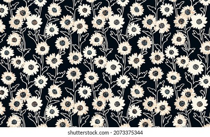 white and black small flowers illustration vector digital image