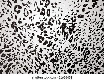 White And Black Snow Leopard Abstract Background Skin