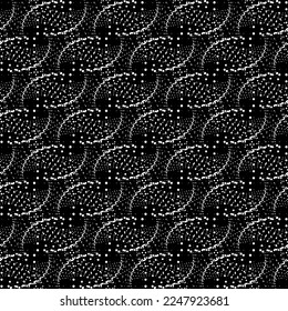 White and black Spirograph spiral Half tone seamless pattern background. Vector illustration.