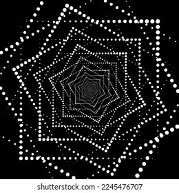 Espirografo blanco y negro cuadrado Media tonalidad. Ilustración vectorial.
