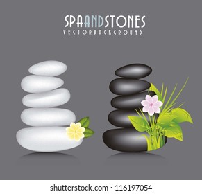 white and black stones spa. vector illustration