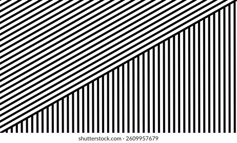 White and black striped background. Striped in different directions seamless pattern.