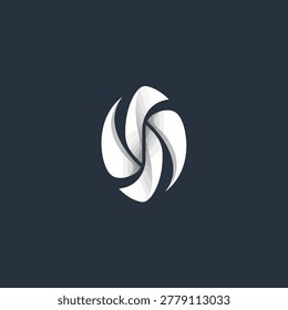 A white and black swirly abstract shape