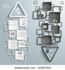 White and black triangles on the grey background. Eps 10 vector file.