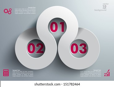 White and black triangles with white ring on the grey background. Eps 10 vector file.