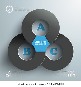White and black triangles with white ring on the grey background. Eps 10 vector file.