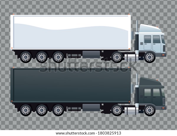 white and black trucks cars vehicles brand mockup\
vector illustration\
design