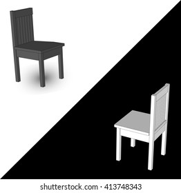 White and black. Two office chairs. Competitors. Chairs are located opposite each other. Furniture logo. Vector illustration. 