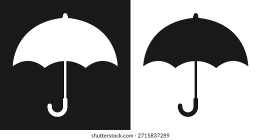 Guarda-chuva branco e preto mostrado lado a lado em fundos preto e branco contrastantes Palavras-chave