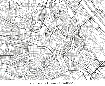 White and black vector city map of Vienna with well organized separated layers.