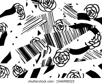 White and black vector. Grunge background. Abstract brush pattern.