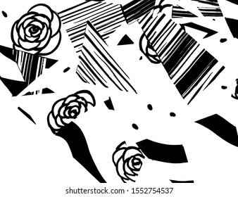 White and black vector. Grunge background. Abstract brush pattern.