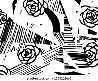 White and black vector. Grunge background. Abstract brush pattern.