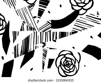 White and black vector. Grunge background. Abstract brush pattern.