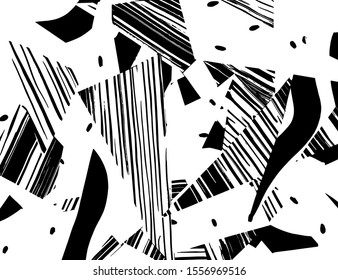 White and black vector. Grunge background. Abstract brush pattern.
