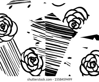 White and black vector. Grunge background. Abstract brush pattern.