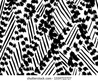 White and black vector. Grunge background. Abstract brush pattern.