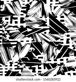 White and black vector. Grunge background. Abstract brush pattern.