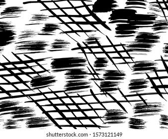 White and black vector. Grunge background. Abstract brush pattern.