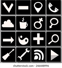 white black vector icons