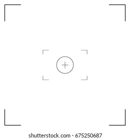 White and black viewfinder camera recording. Modern camera focusing screen. Vector illustration