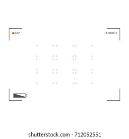 White and black viewfinder camera recording. Modern camera focusing screen. Vector illustration