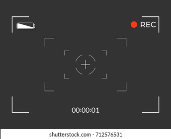 White and black viewfinder camera recording. Modern camera focusing screen. Vector illustration