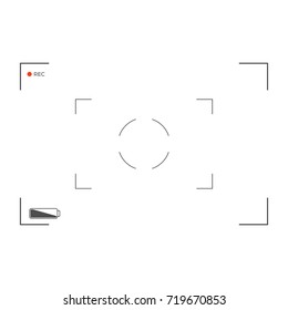 White and black viewfinder camera recording. Modern camera focusing screen. Vector illustration