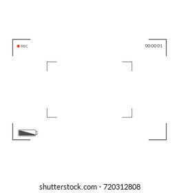 White and black viewfinder camera recording. Modern camera focusing screen. Vector illustration