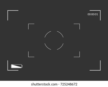 White and black viewfinder camera recording. Modern camera focusing screen. Vector illustration