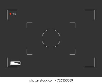 White and black viewfinder camera recording. Modern camera focusing screen. Vector illustration