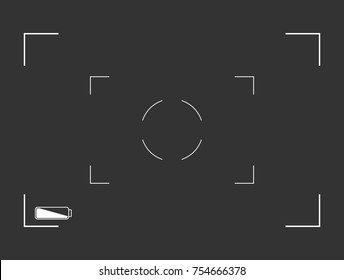White and black viewfinder camera recording. Modern camera focusing screen. Vector illustration