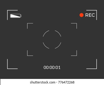 White and black viewfinder camera recording. Modern camera focusing screen. Vector illustration
