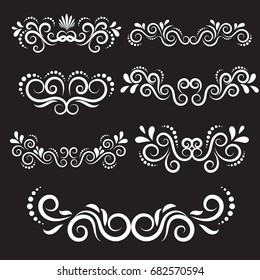 White and black Vintage frames and scroll elements