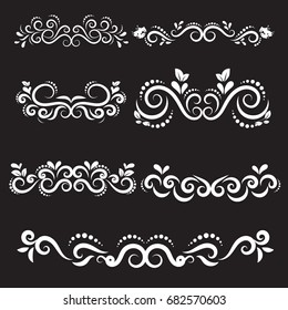 White and black Vintage frames and scroll elements