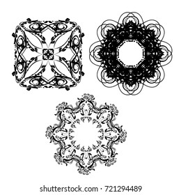 White and black Vintage frames and scroll elements