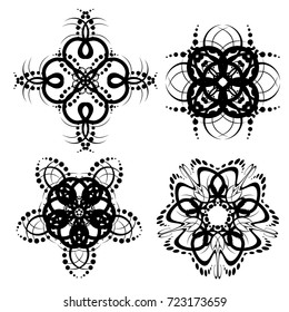 White and black Vintage frames and scroll elements,Floral background design, luxury mandala