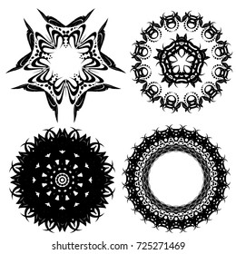 White and black Vintage frames and scroll elements, luxury mandala