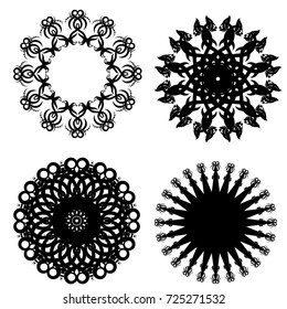 White and black Vintage frames and scroll elements, luxury mandala
