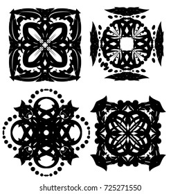White and black Vintage frames and scroll elements, luxury mandala