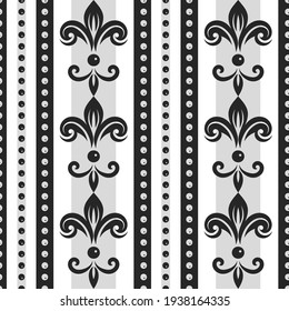 Weiße und schwarze Vintage Vektor nahtloses Muster. Elegante, klassische Textur. Luxusverzierung. Königliche, viktorianische, barocke Elemente. Ideal für Stoff und Textilien, Tapeten oder jede erwünschte Idee.